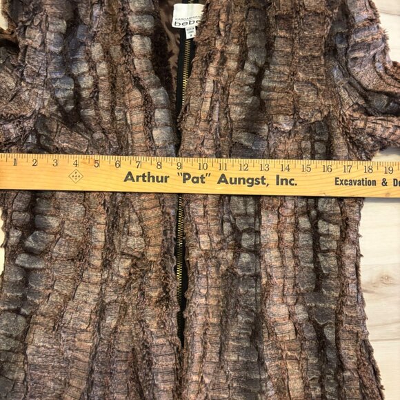 Bebe Kardashian Crocodile-Textured Brown Jacket W/Zipper Accents Sz M - Picture 8 of 9